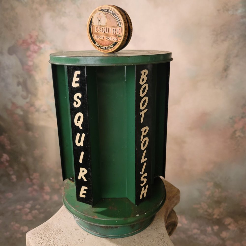Esquire Boot Shoe Polish Antique Store Metal Rotating Display Rare 6 Shoe Polish - Picture 8 of 12